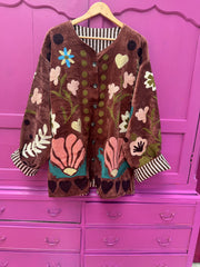 Velvet embroidery jacket LOVE jasje mauve