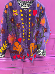 Velvet embroidery jacket LOVE jasje purple