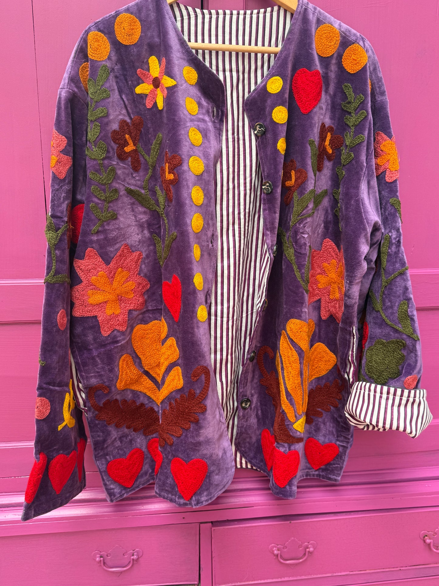 Velvet embroidery jacket LOVE jasje purple
