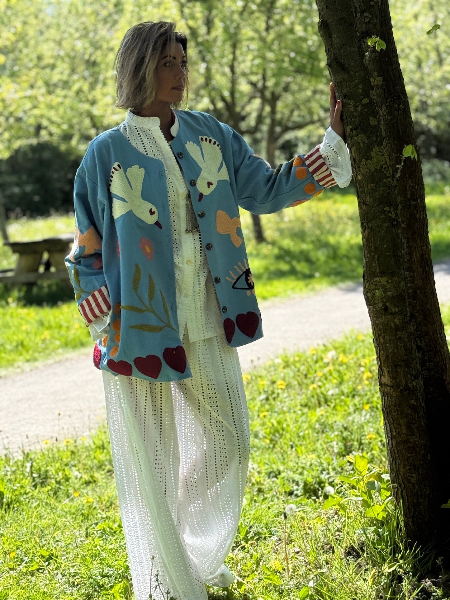 TOUT - Birds Jacket Cotton Blue