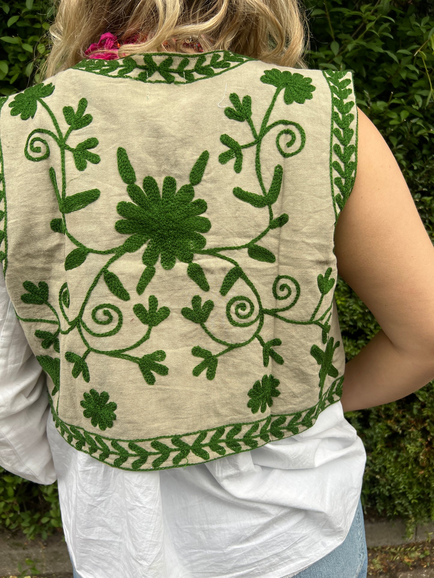 Gilet cotton beige green