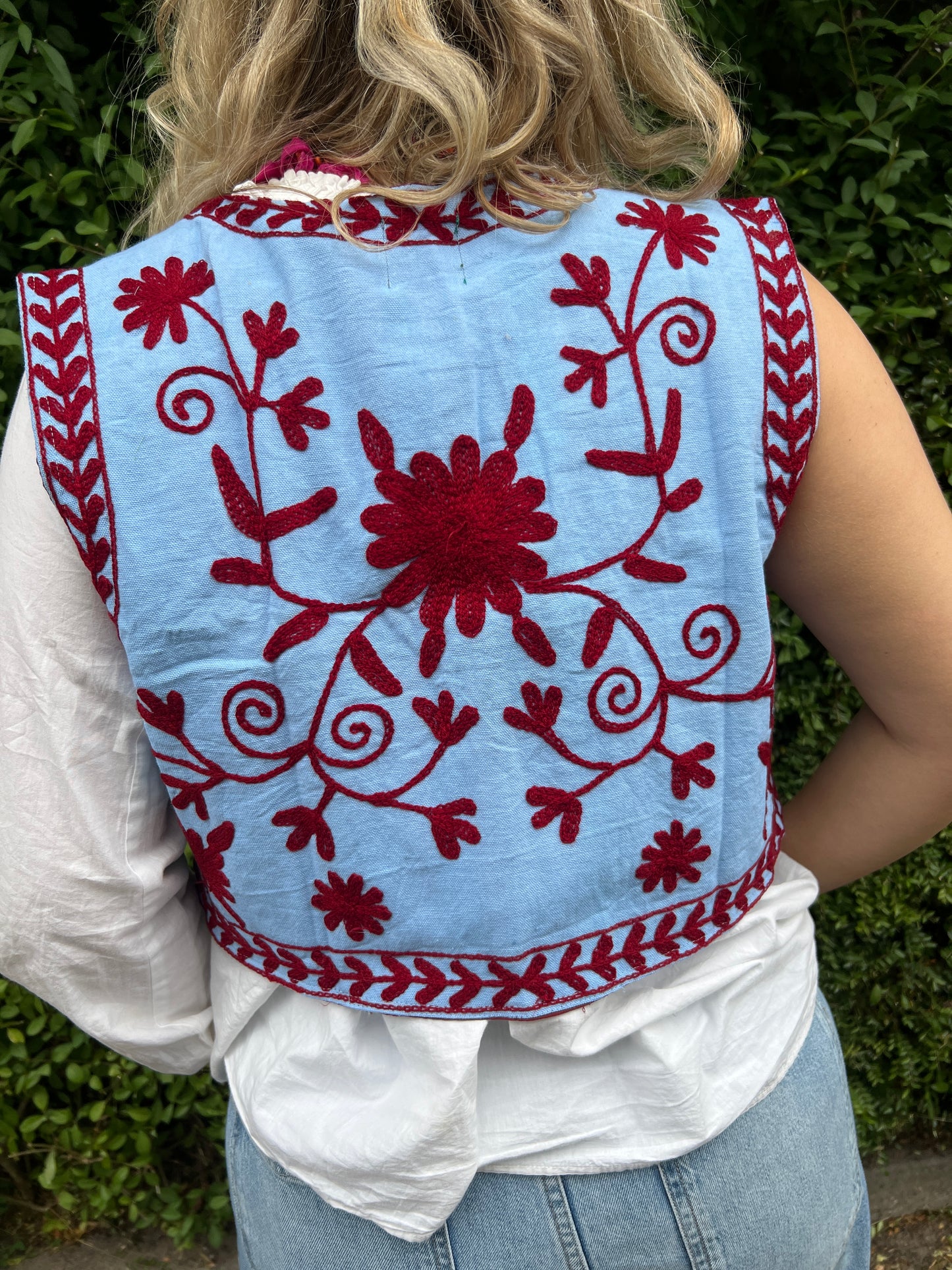 Gilet cotton blue red