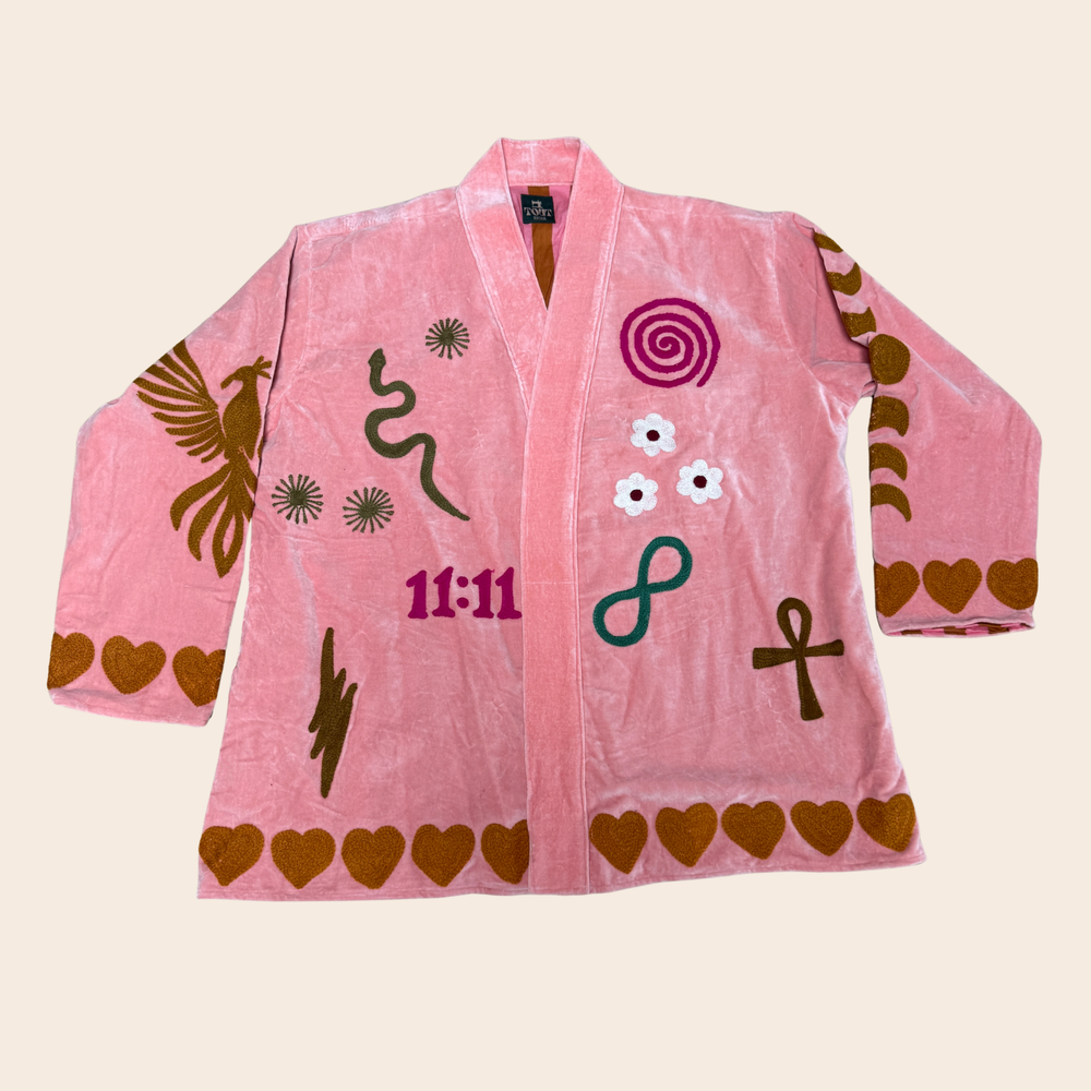 TOUT x Spiritjunkies - Velvet Kimono Pink magic