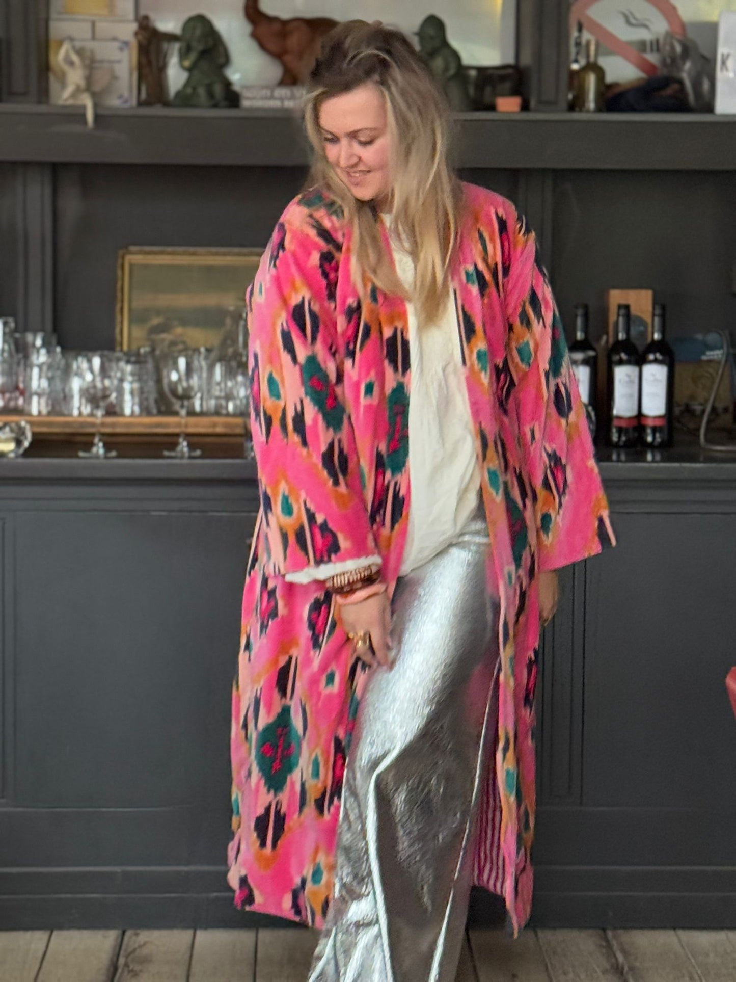 Long velvet kimono