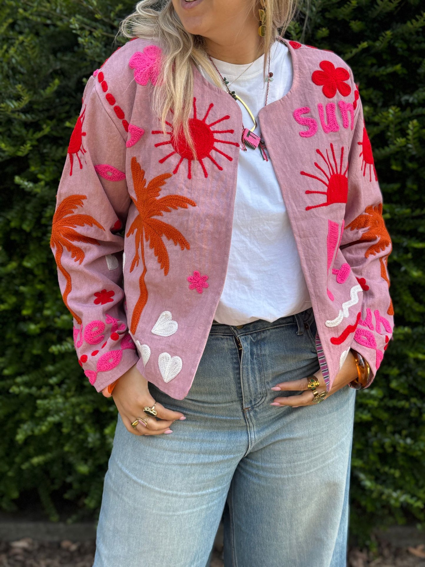 Cotton embroidery jacket CINCIN roze