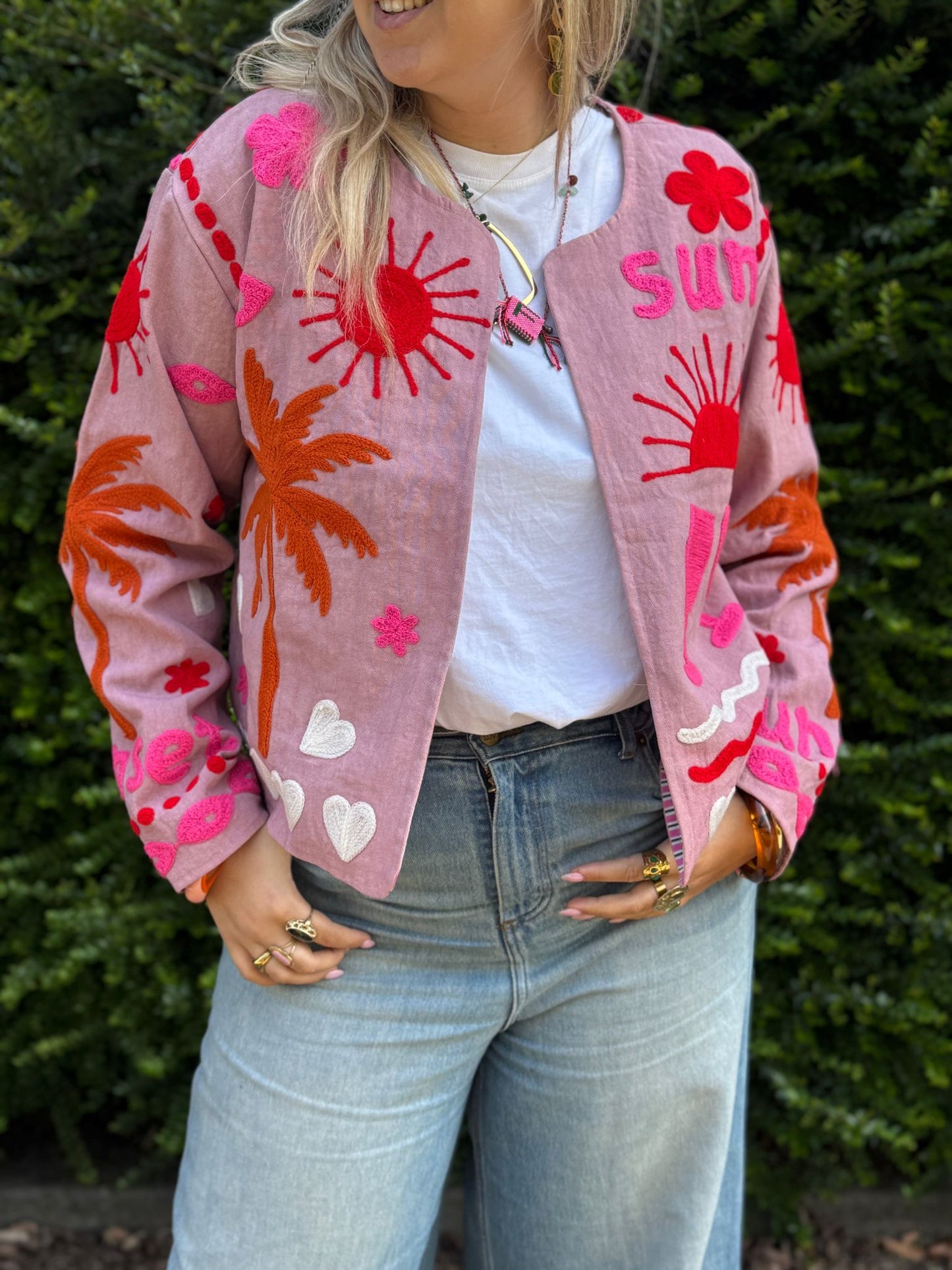 Cotton embroidery jacket CINCIN roze