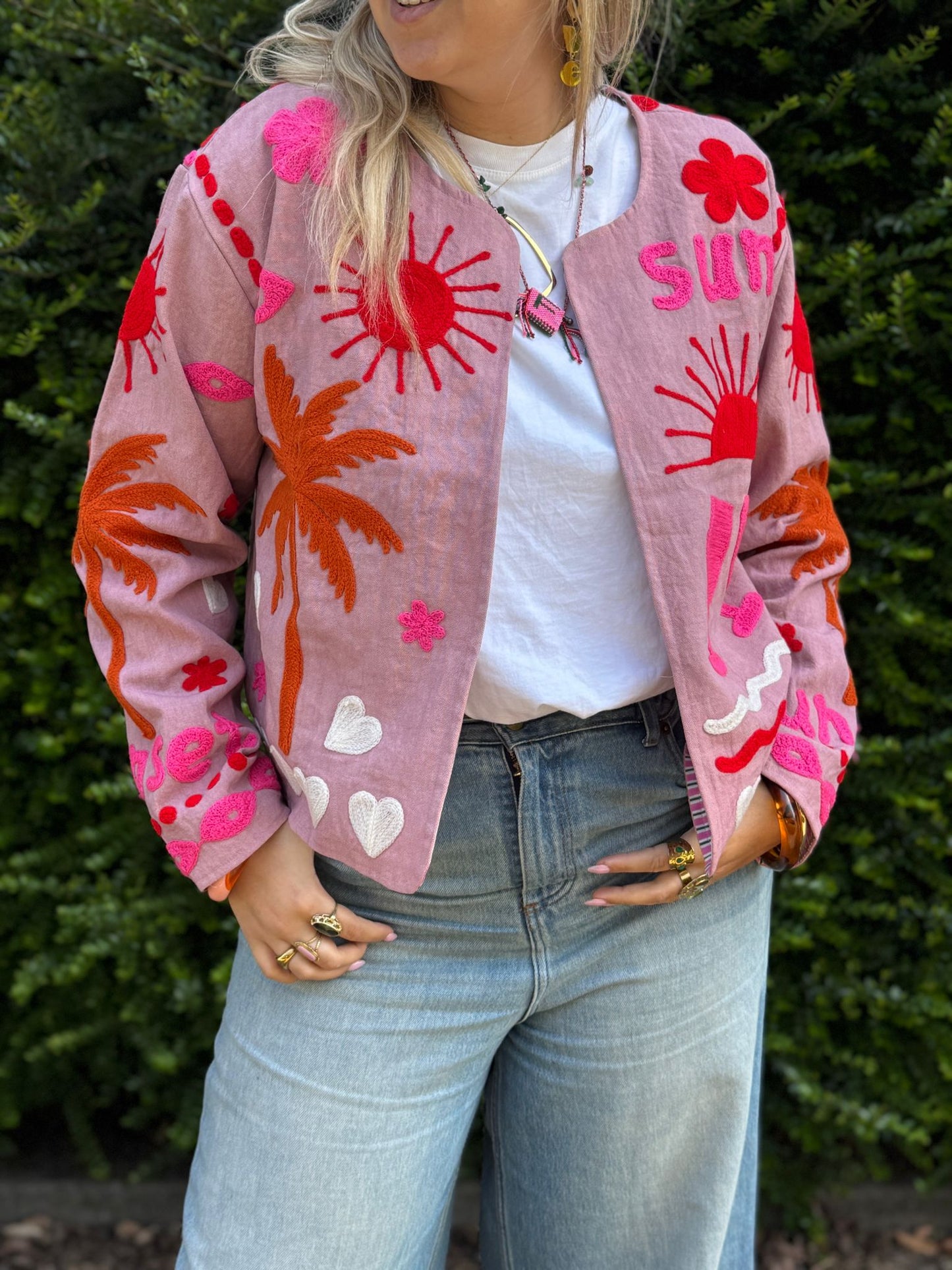 Cotton embroidery jacket CINCIN roze