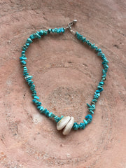 Turquoise ketting schelpen Kim