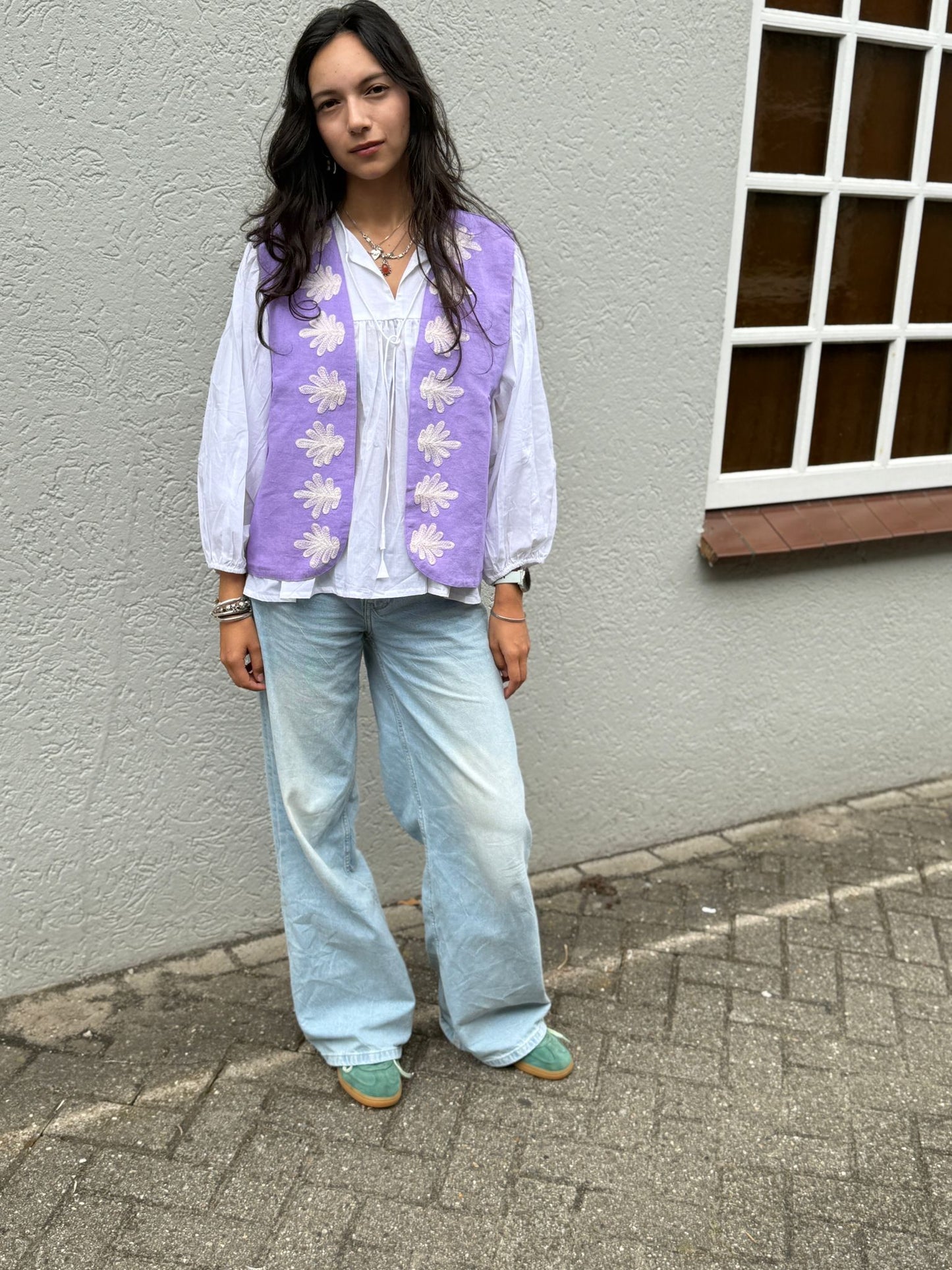 Suzani cotton gilet Snake purple