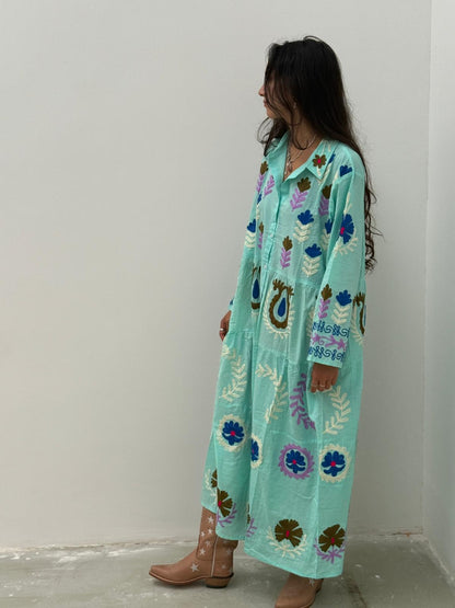 TOUT - Dress Embroidery  light green