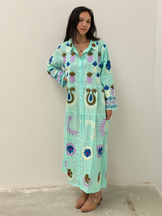 TOUT - Dress Embroidery  light green