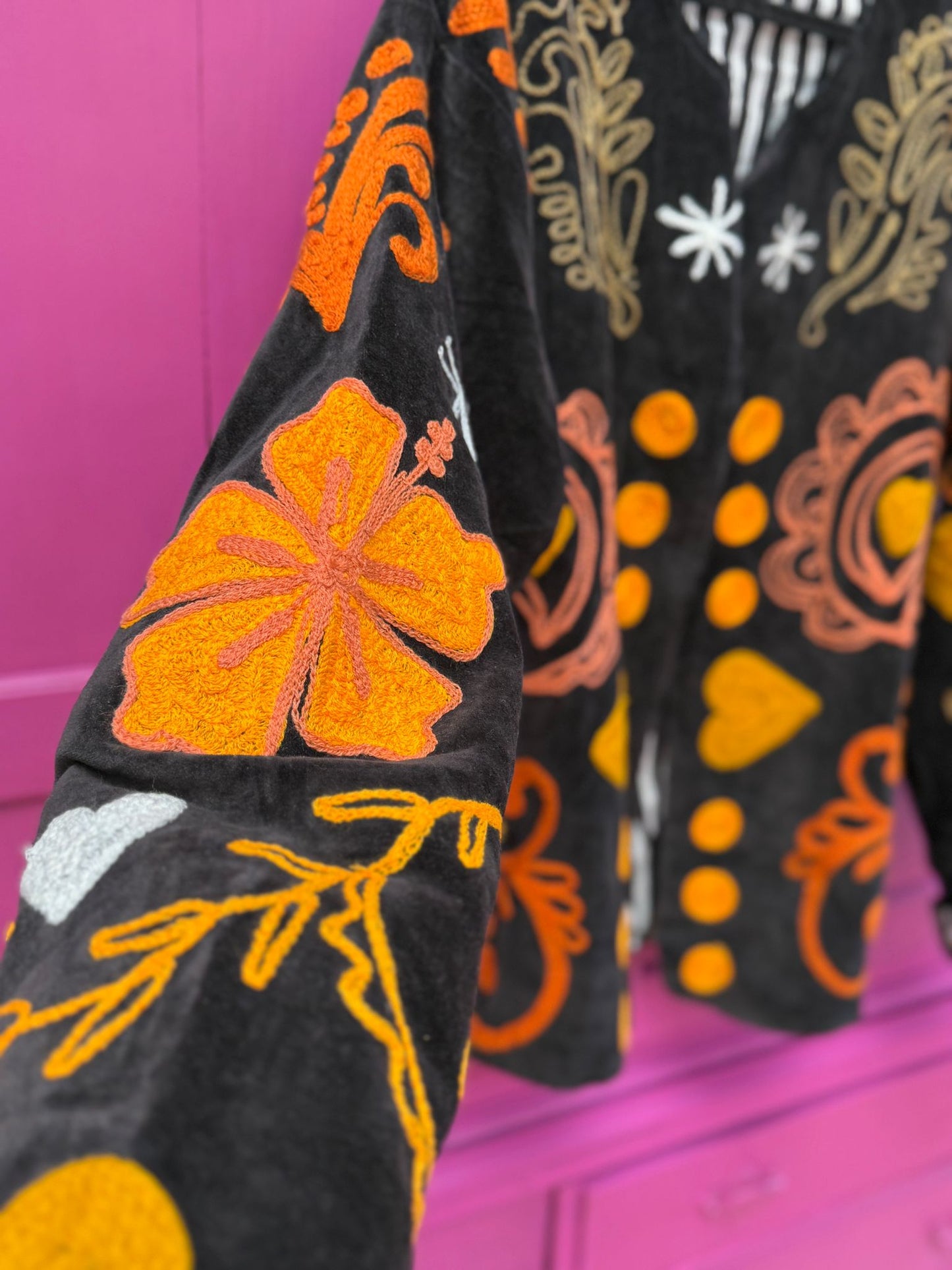 Velvet Jacket black orange yellow