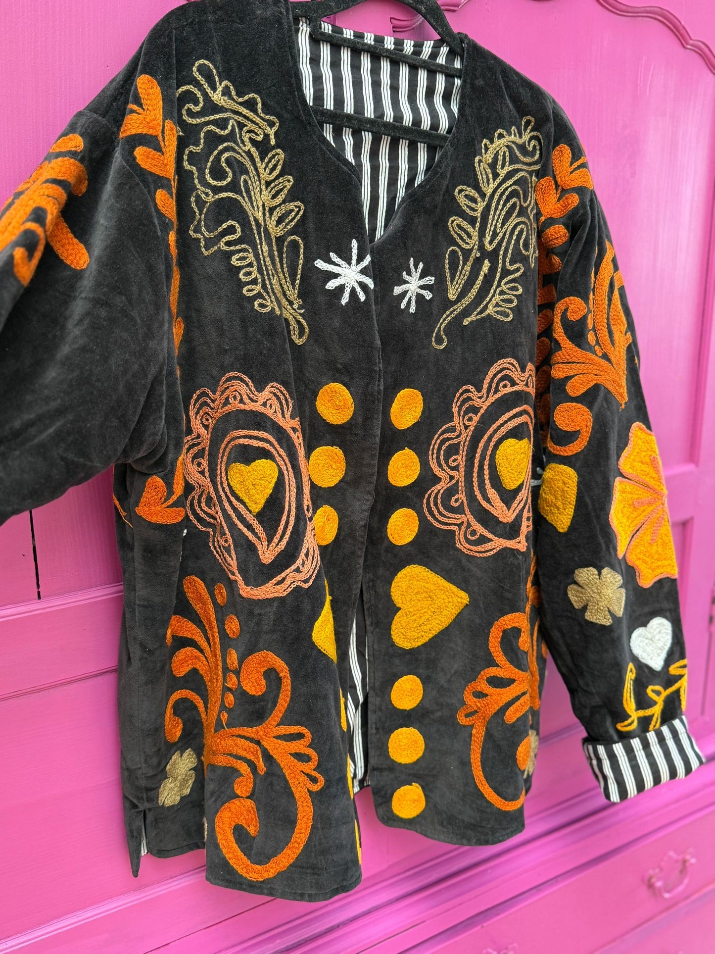 Velvet Jacket black orange yellow