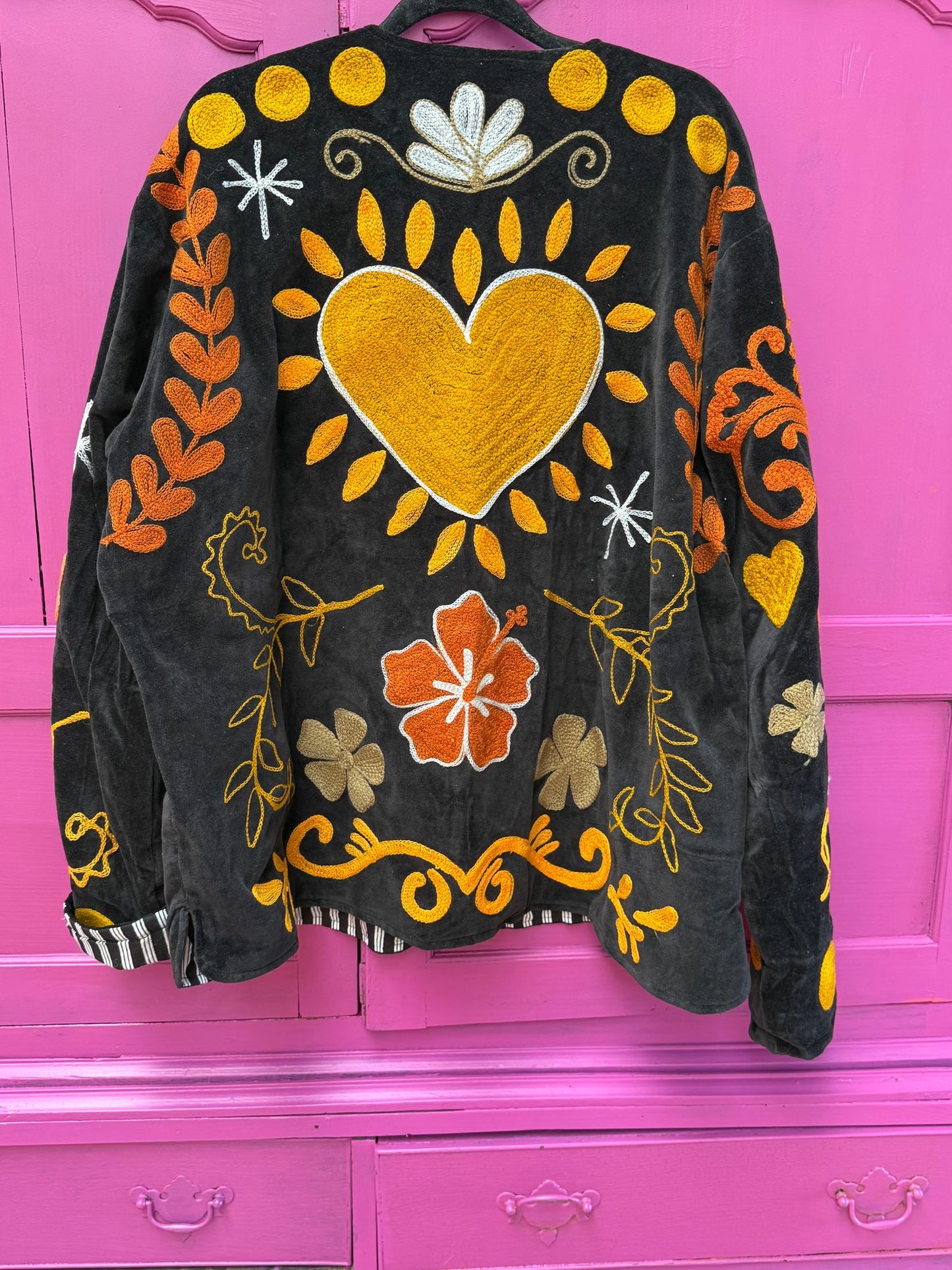 Velvet Jacket black orange yellow