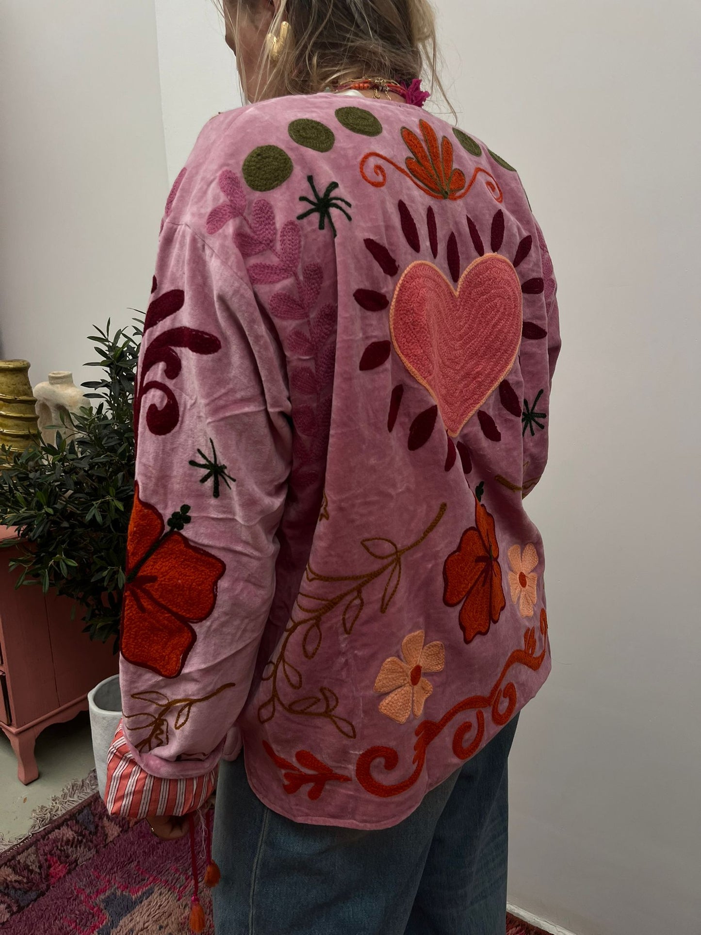 Velvet Jacket heart Pink