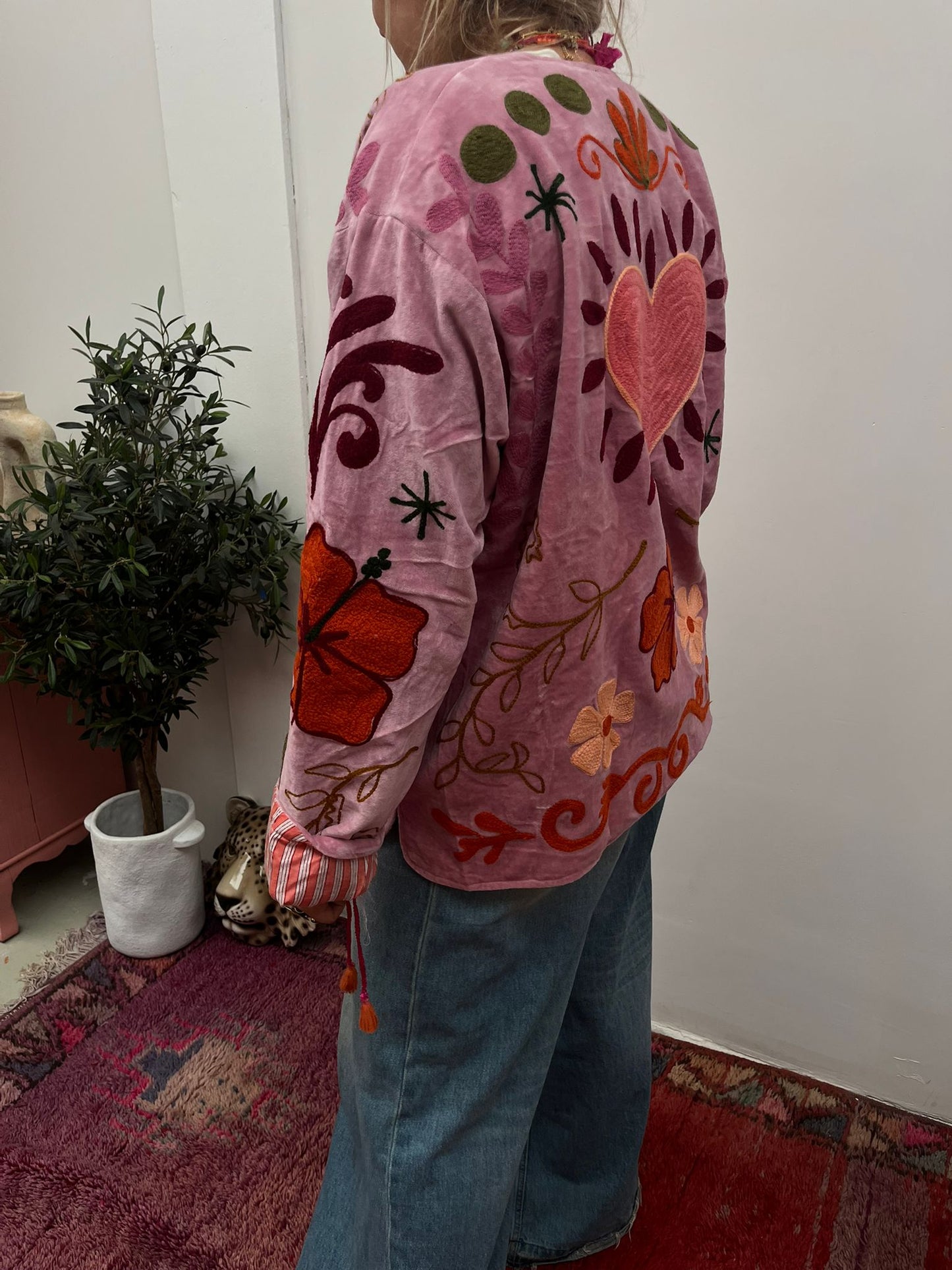Velvet Jacket heart Pink