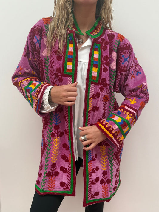 Medium Long cotton Embroidery jas colorful
