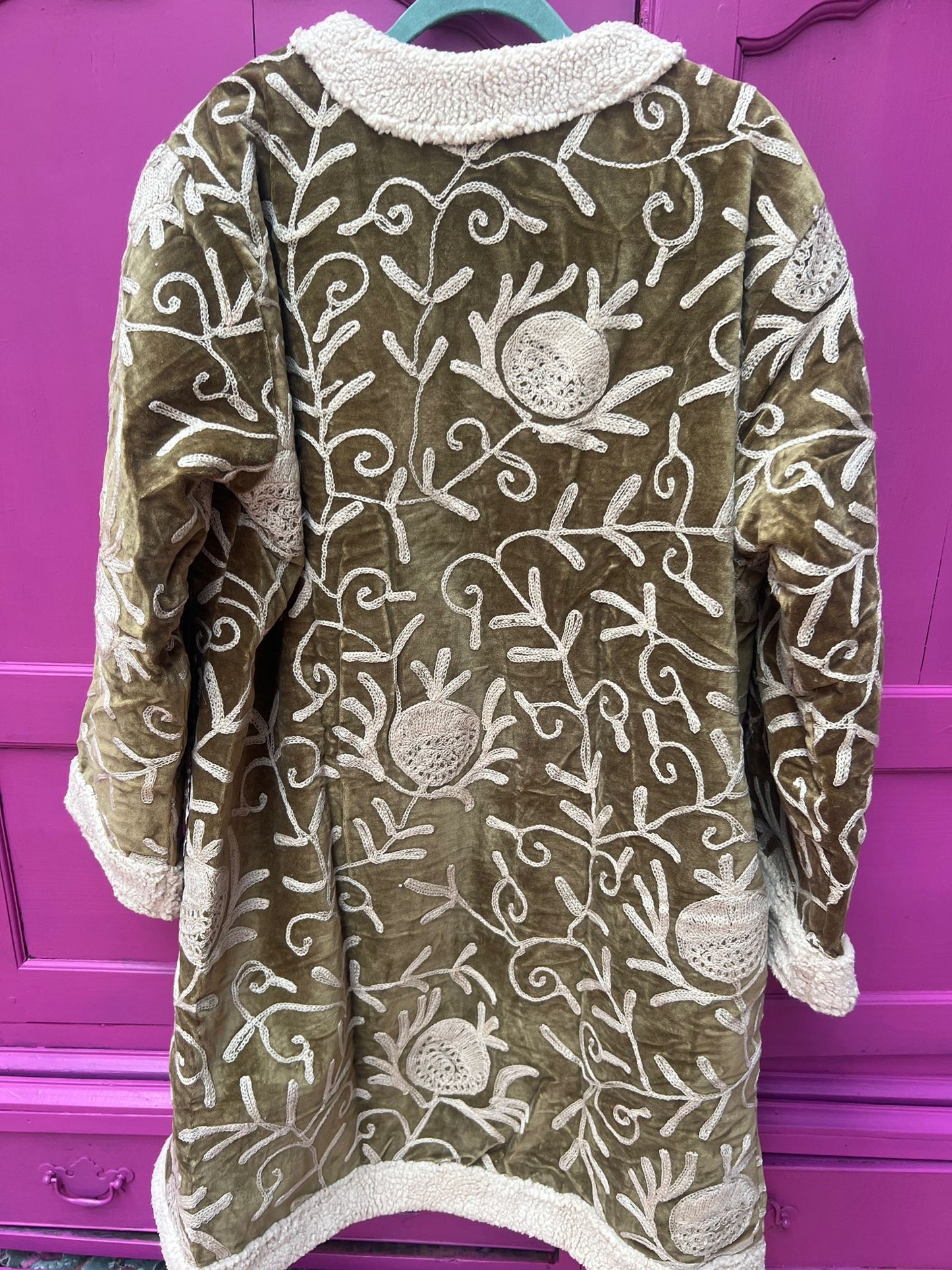 Velvet jas teddy khaki