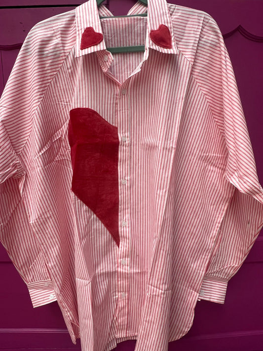 Blouse heart velvet pink