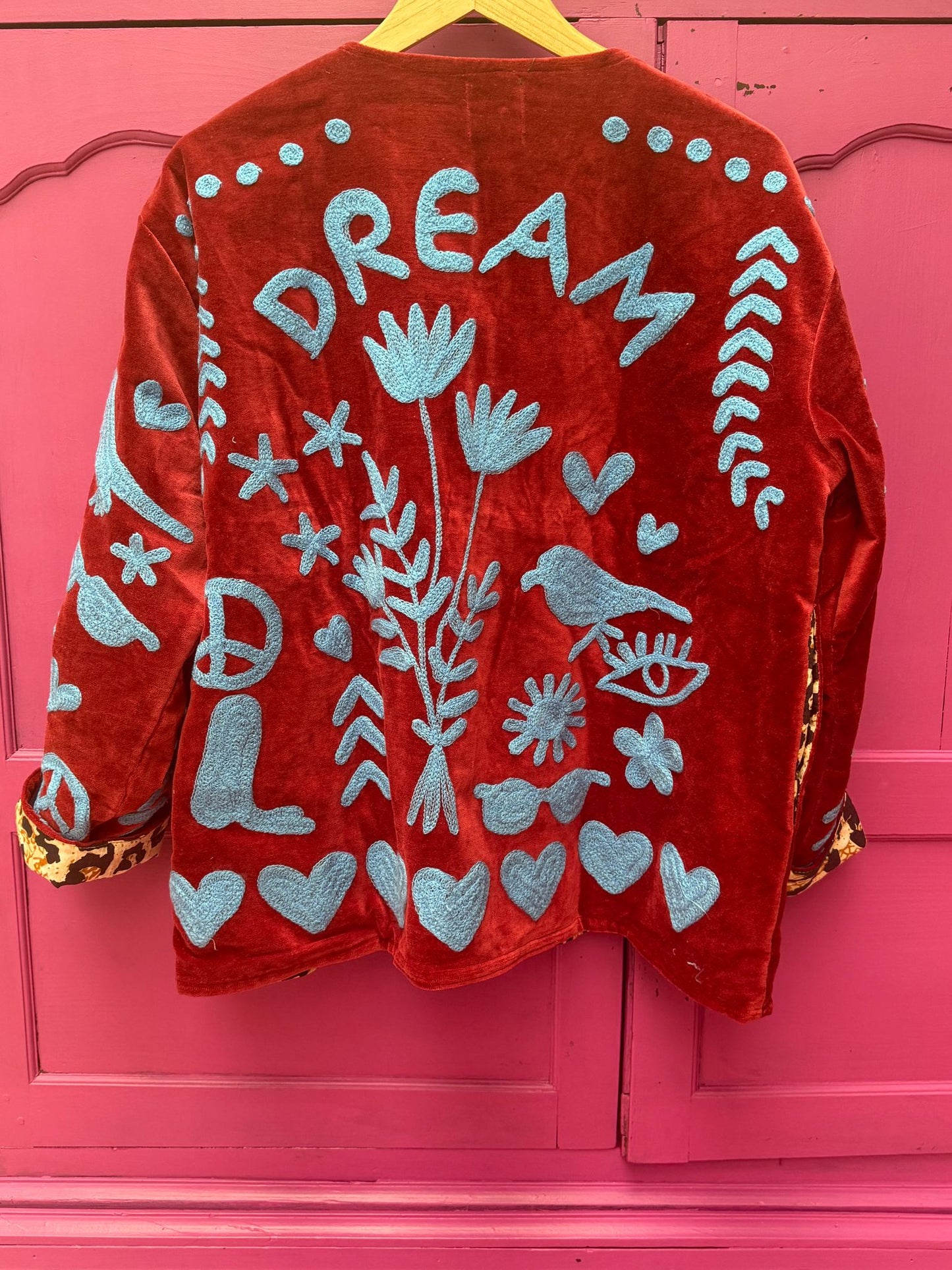 Velvet Jacket DREAM rood blauw