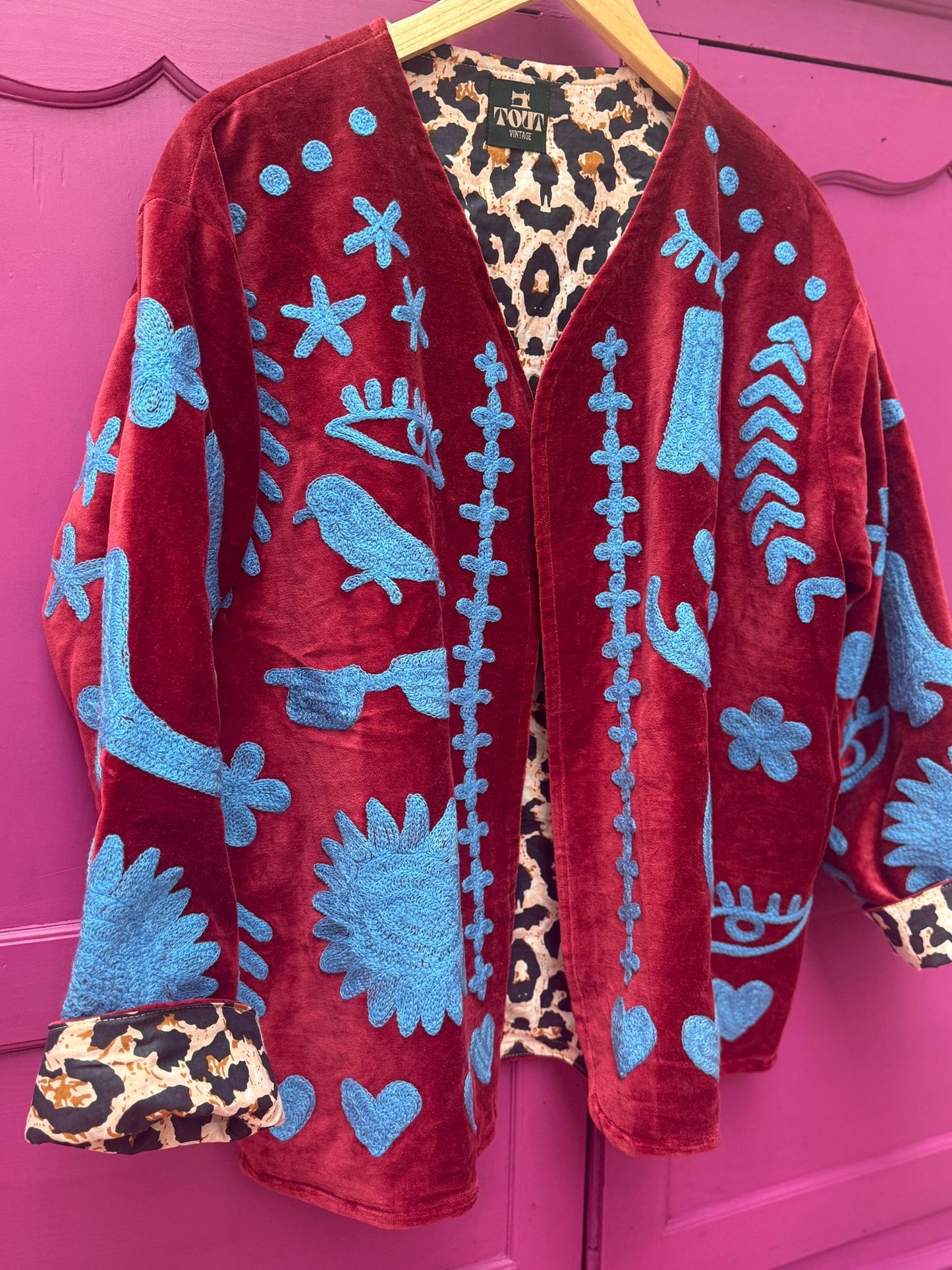 Velvet Jacket DREAM rood blauw