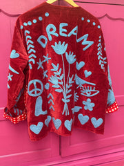 Velvet Jacket DREAM rood blauw