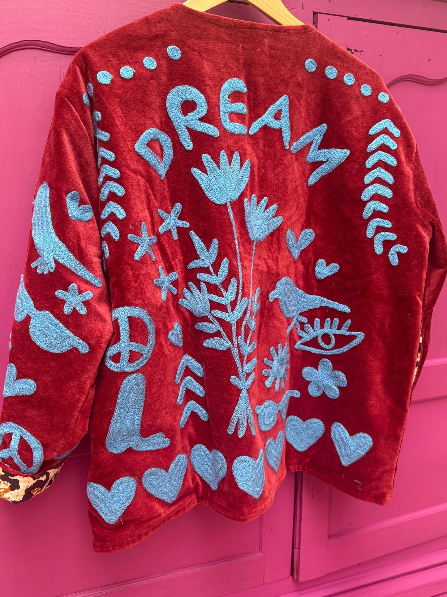 Velvet Jacket DREAM rood blauw