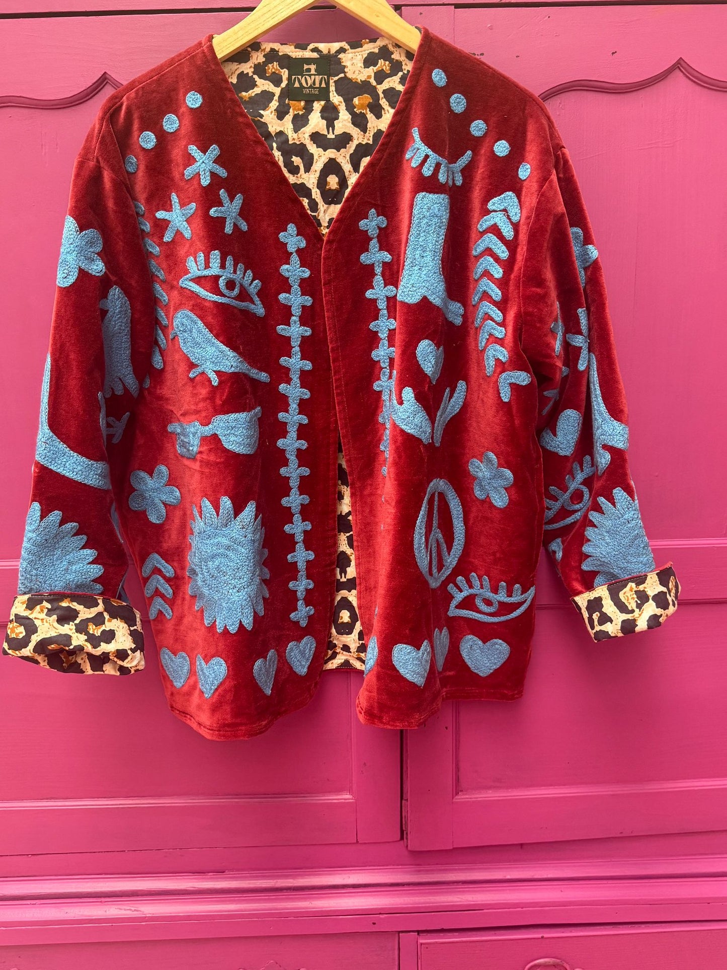 Velvet Jacket DREAM rood blauw