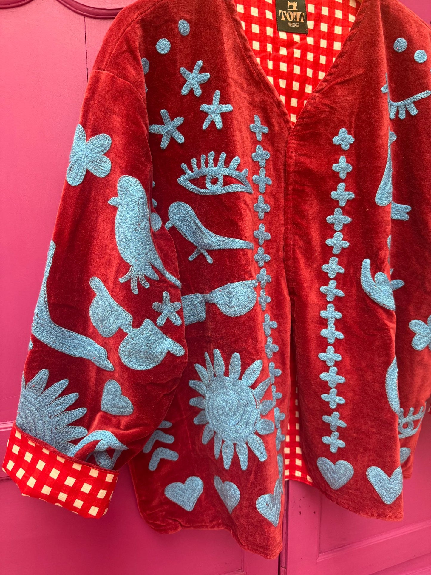 Velvet Jacket DREAM rood blauw