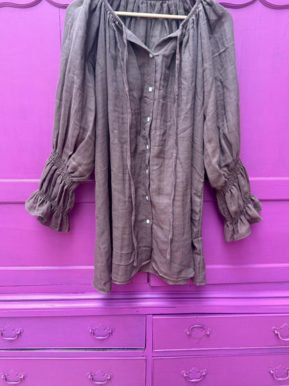 TOUT - Cotton Blouse bruin - All season - free size (34-48)
