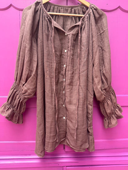 TOUT - Cotton Blouse bruin - All season - free size (34-48)