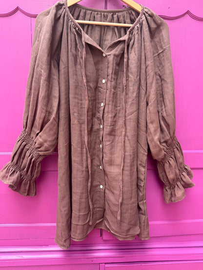 TOUT - Cotton Blouse bruin - All season - free size (34-48)
