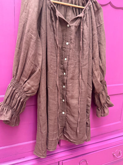 TOUT - Cotton Blouse bruin - All season - free size (34-48)