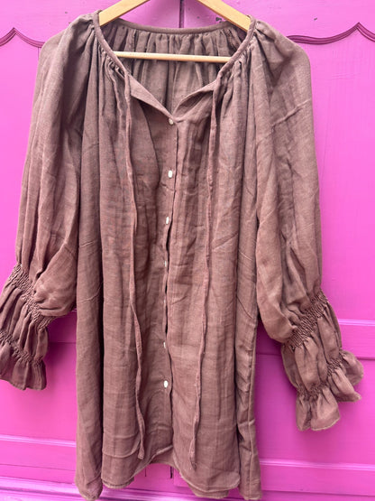 TOUT - Cotton Blouse bruin - All season - free size (34-48)