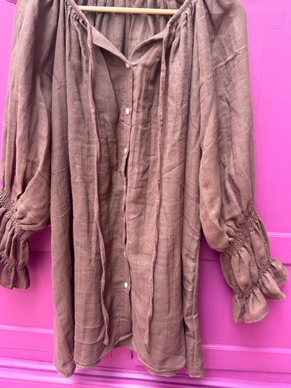 TOUT - Cotton Blouse bruin - All season - free size (34-48)