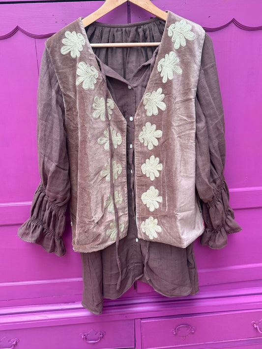 TOUT - Cotton Blouse bruin - All season - free size (34-48)