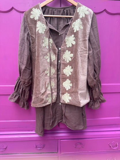 TOUT - Cotton Blouse bruin - All season - free size (34-48)