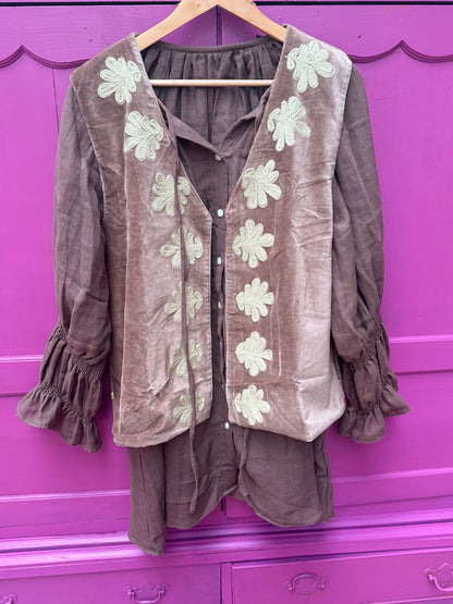 TOUT - Cotton Blouse bruin - All season - free size (34-48)