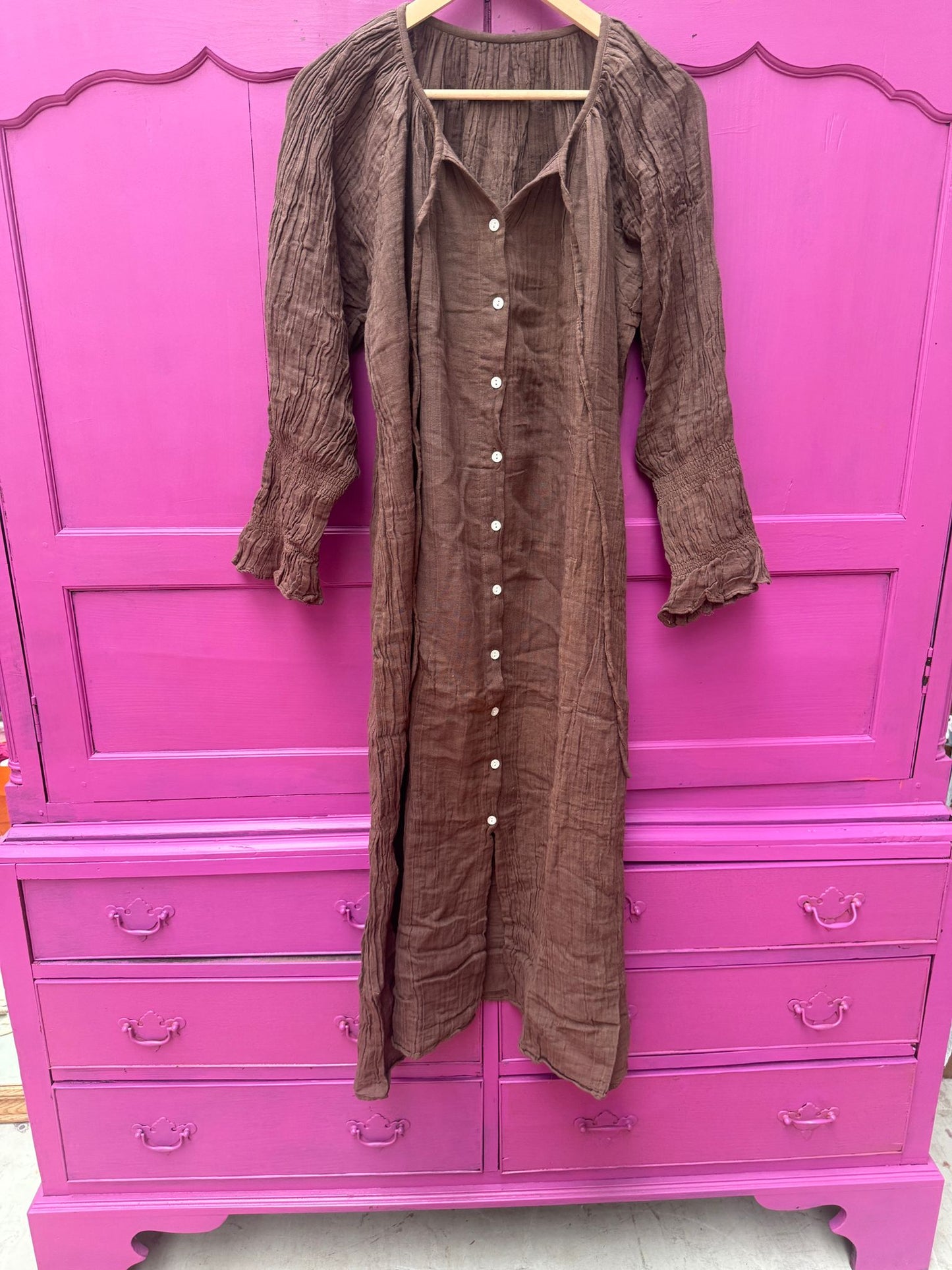 Cotton  jurk bruin maxi