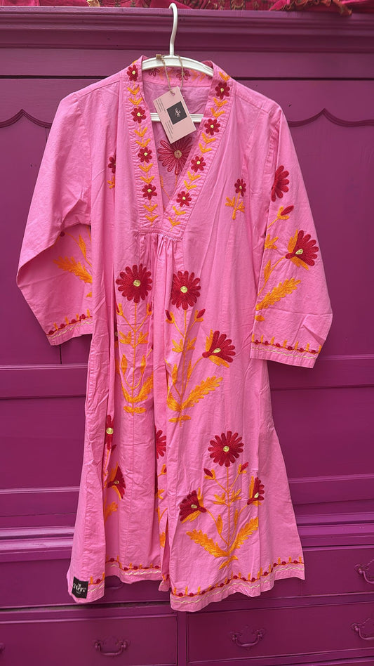 Embroidery dress licht roze