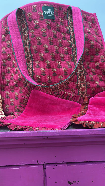TOUT - Blockprint shopper set met beautybag - All season - one size