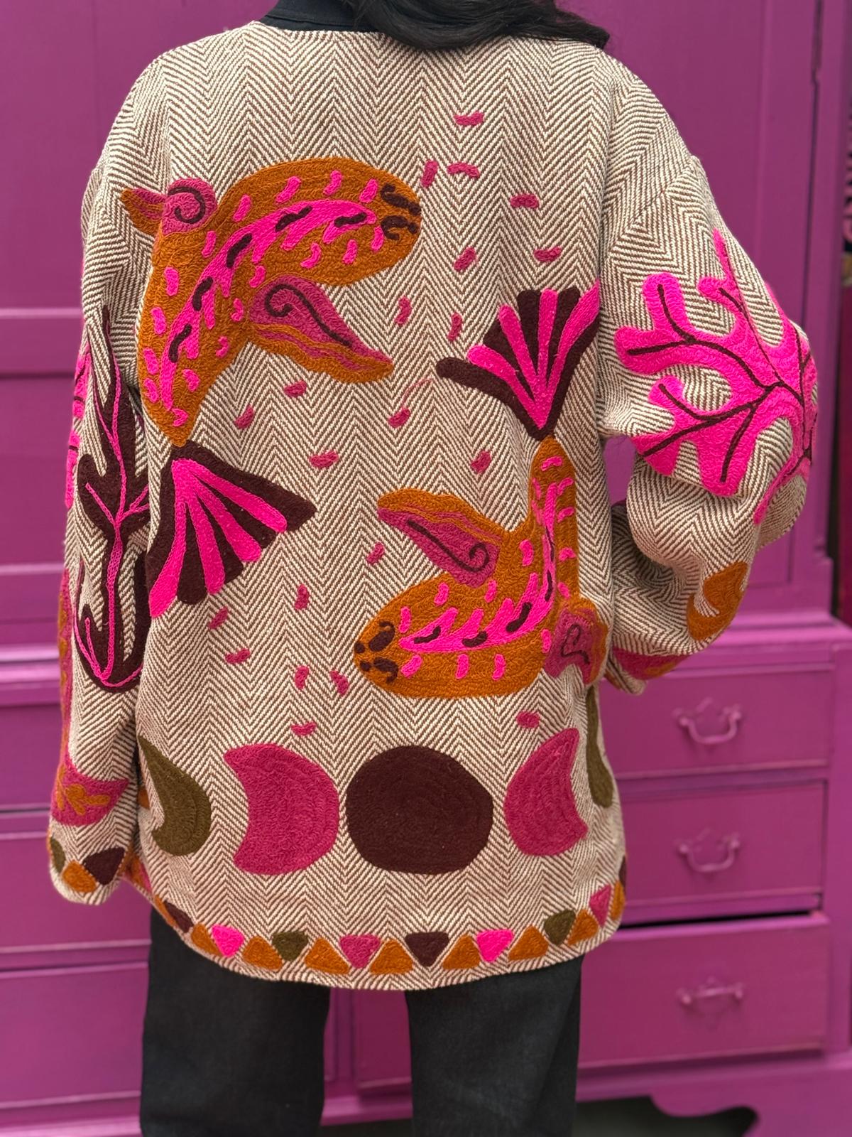 Tweed embroidery jacket Fish