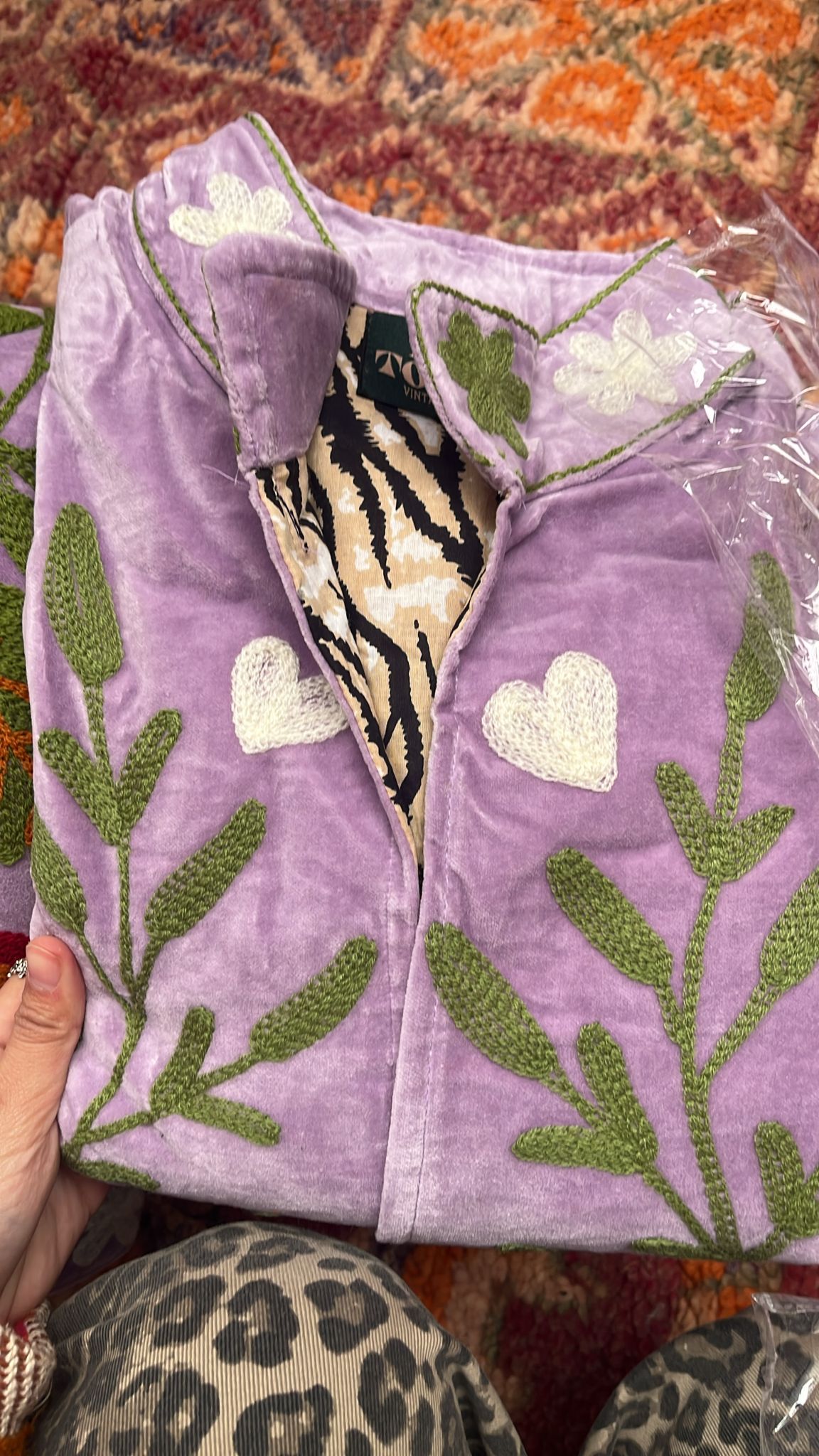 Velvet Jacket flower light purple