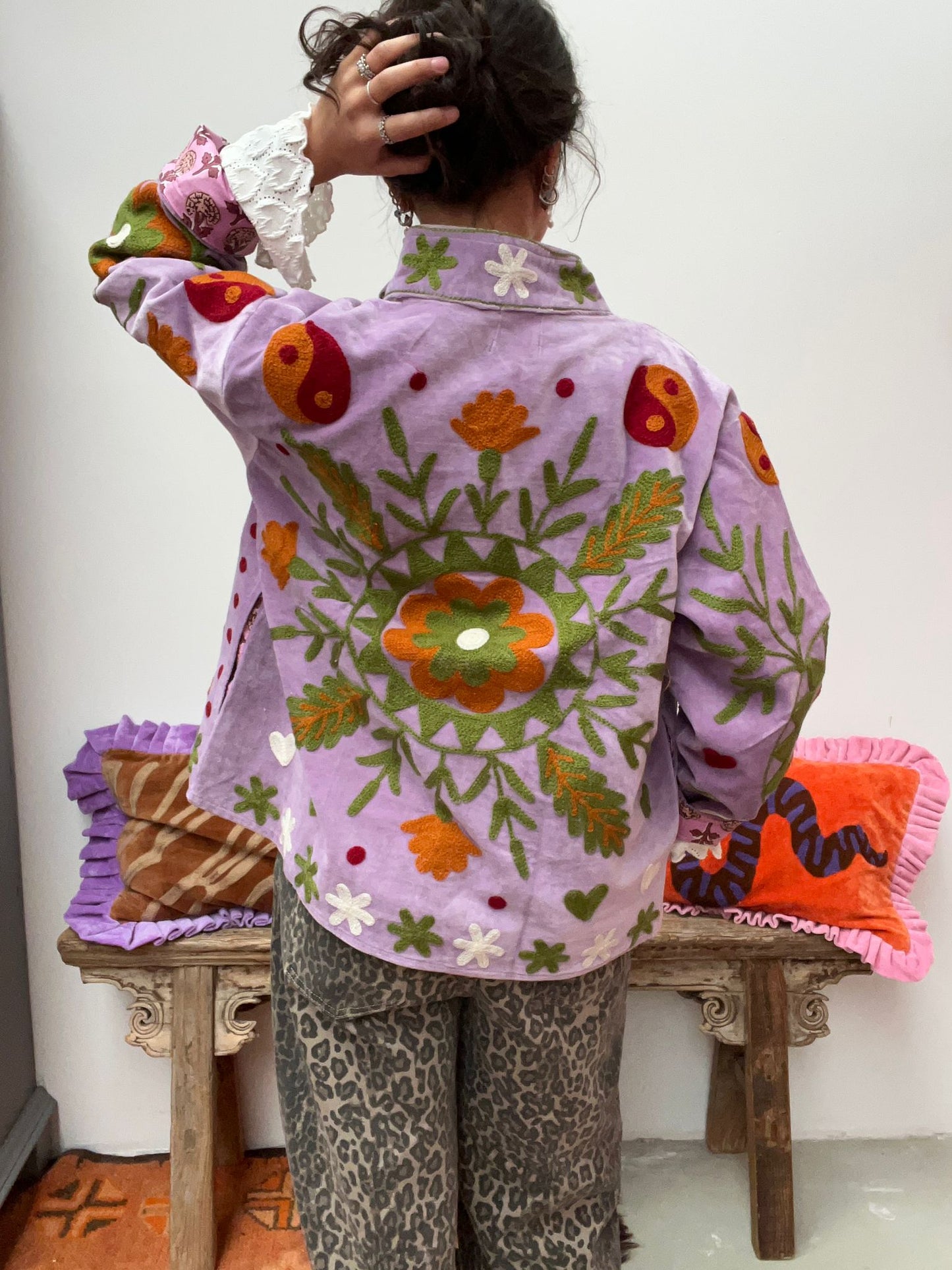 Velvet Jacket flower light purple