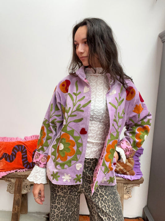 Velvet Jacket flower light purple