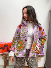 Velvet Jacket flower light purple