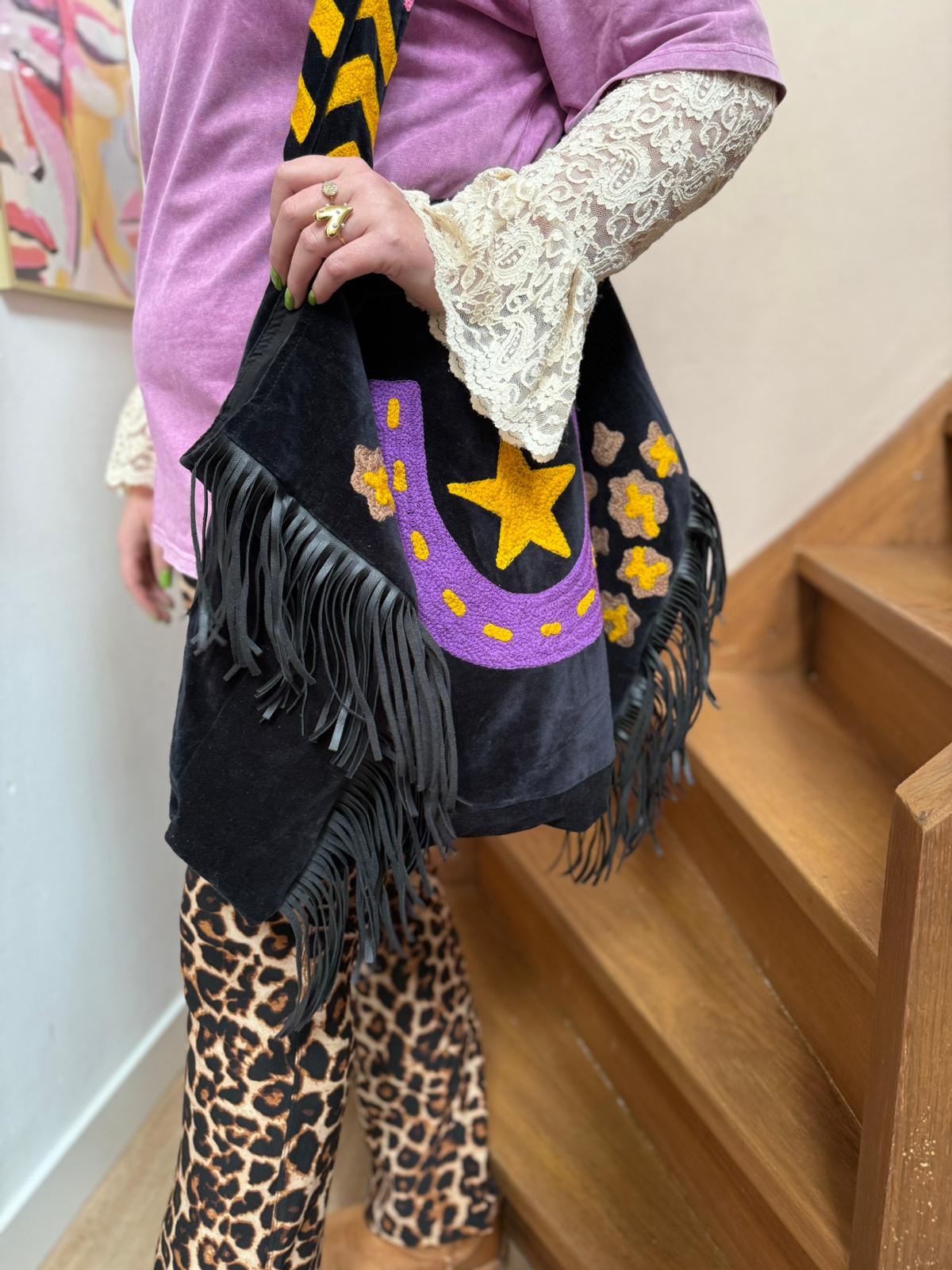 Velvet embroidery "Joah fringe" tas