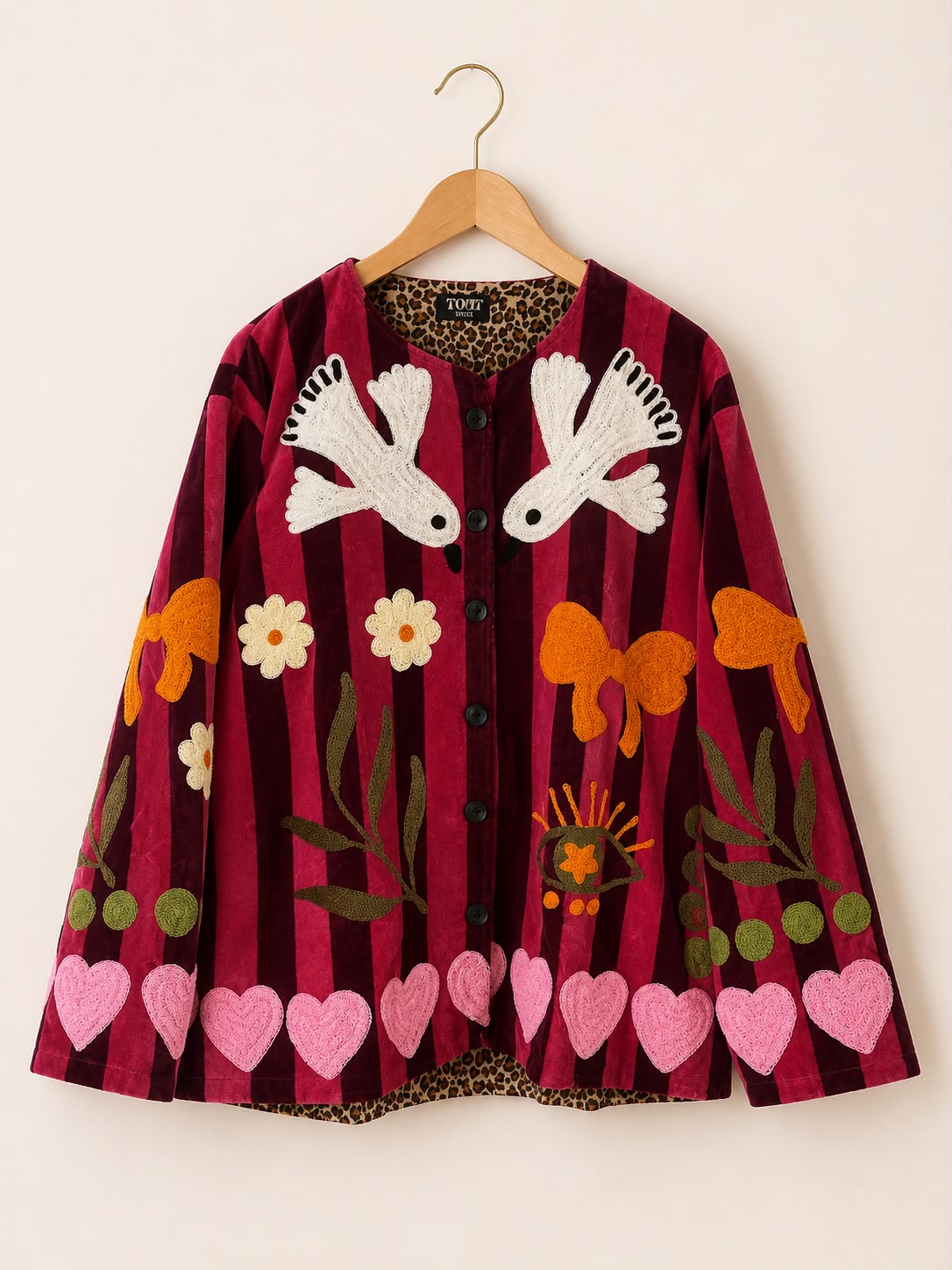 TOUT - Birds Jacket Pink stripes