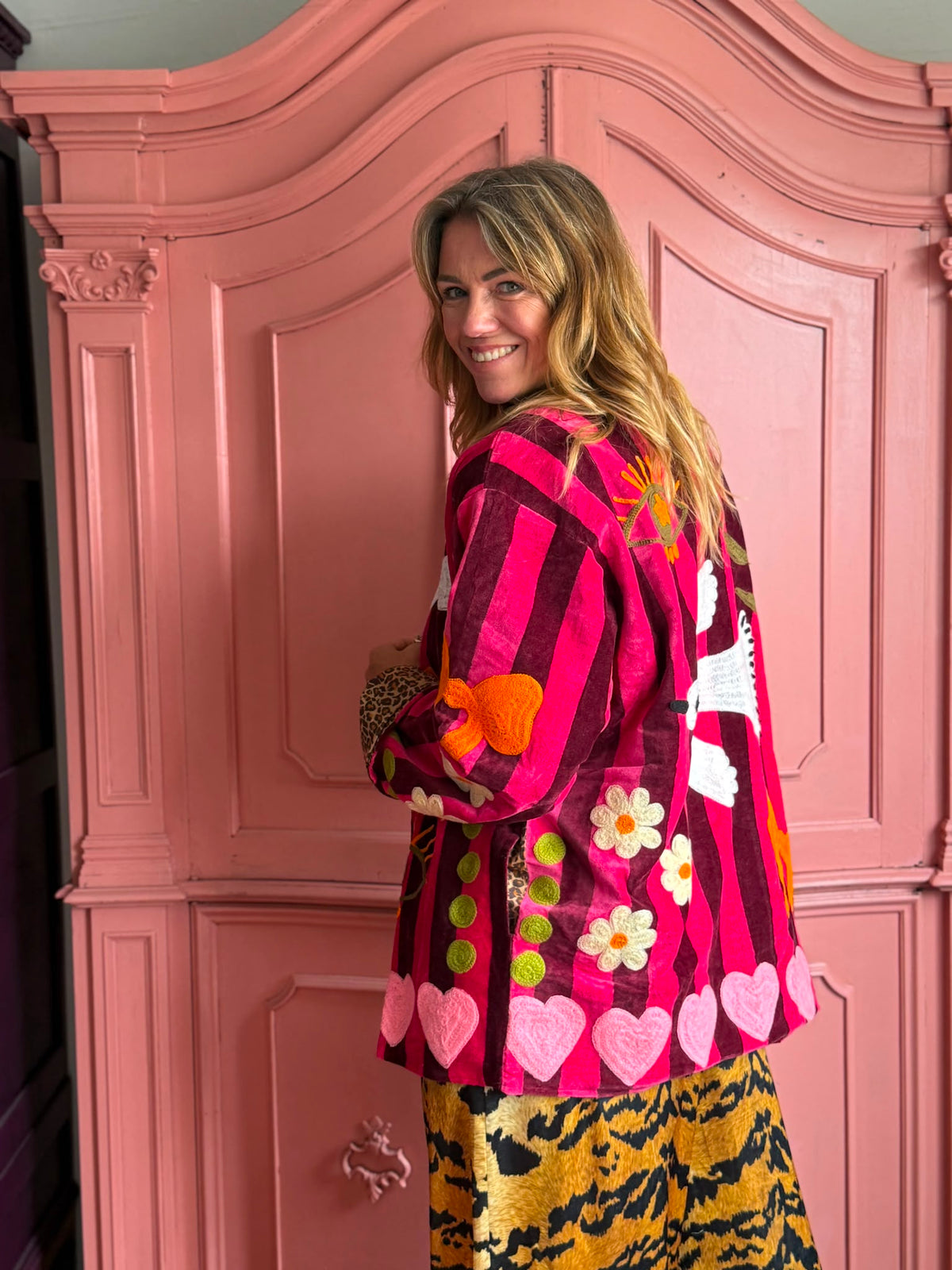 TOUT - Birds Jacket Pink stripes