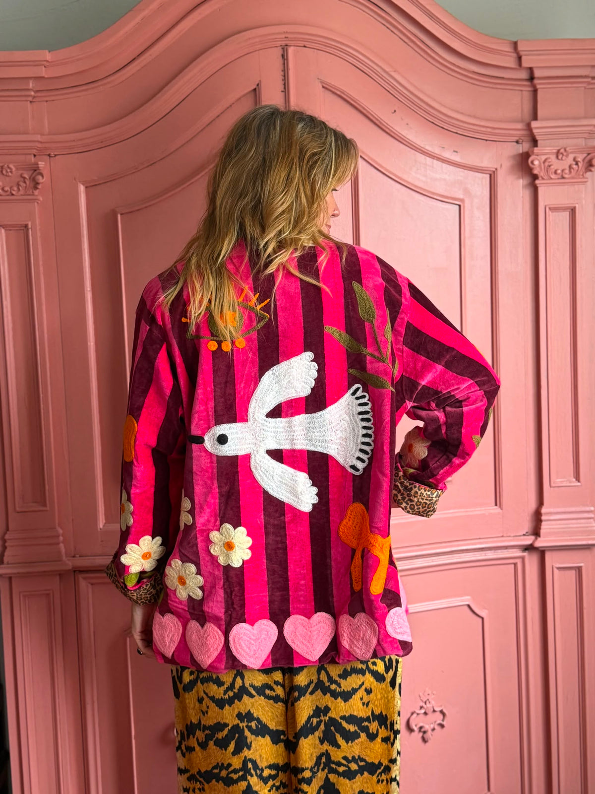 TOUT - Birds Jacket Pink stripes
